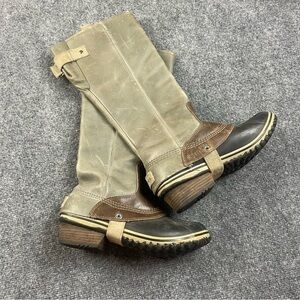 SOREL Women’s Slimpack Riding Tall II waterproof Winter Boot Grey/Brown/Black 7